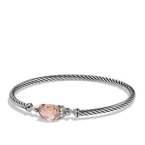David Yurman Petite Wheaton Morganite Diamond Sterling Silver Bracelet S